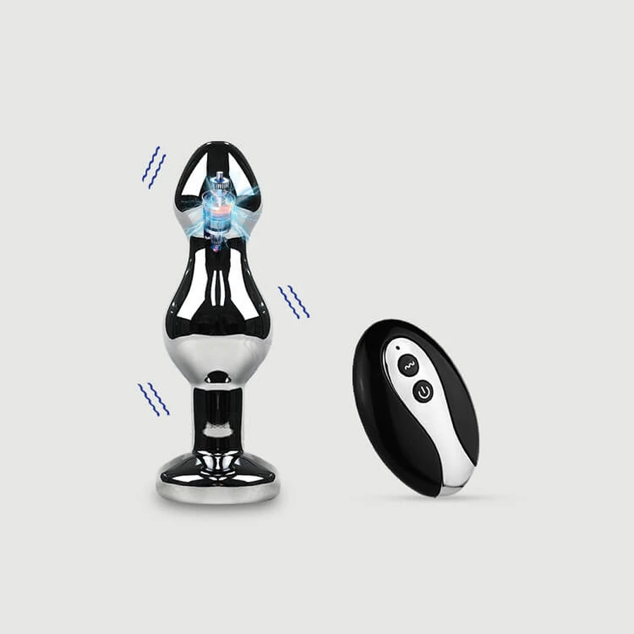 Abby Remote Controlled Metal Vibrating Butt Plug - Silver