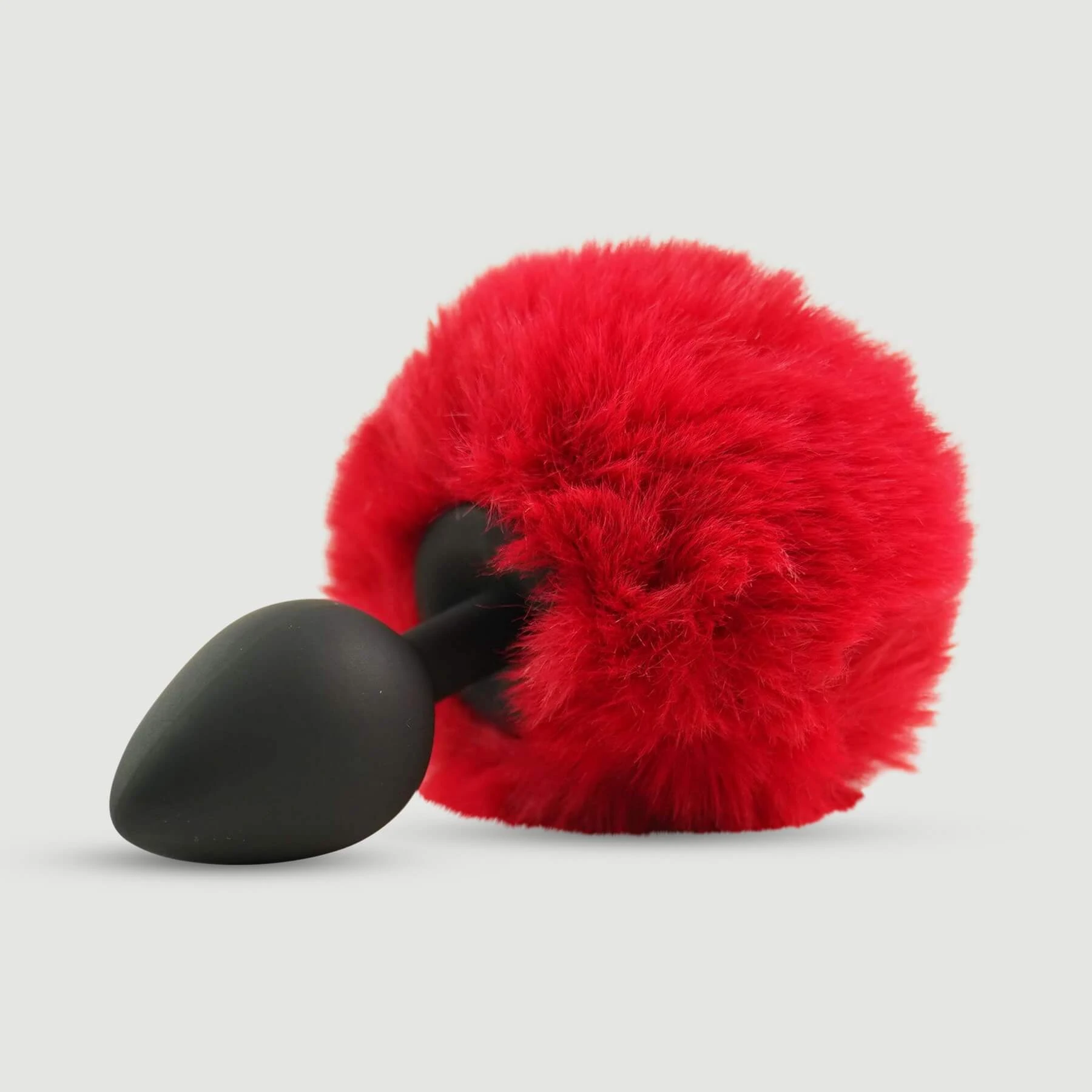 Beginner's Medium Silicone Bunny Tail Butt Plug - Rood