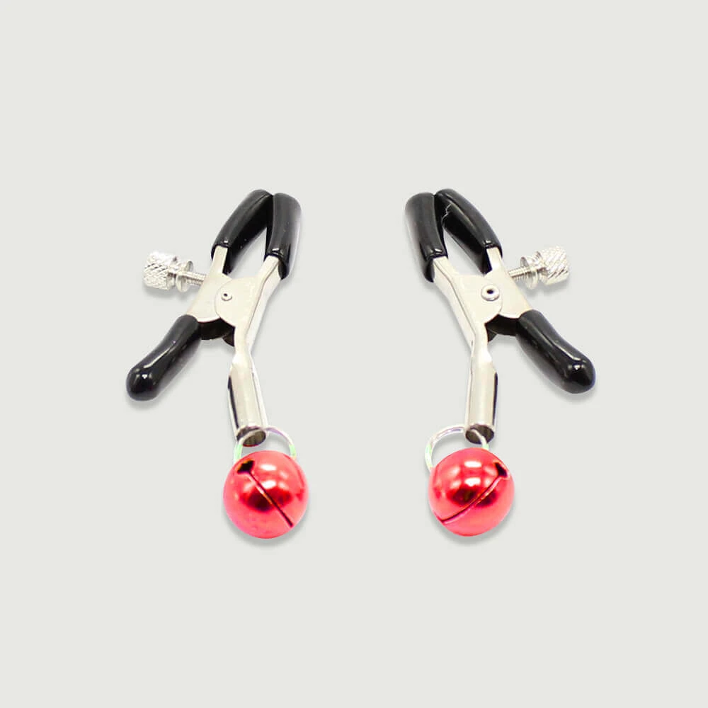 Tepelklemmen Met Metalen Belletjes - Zilver/Rood