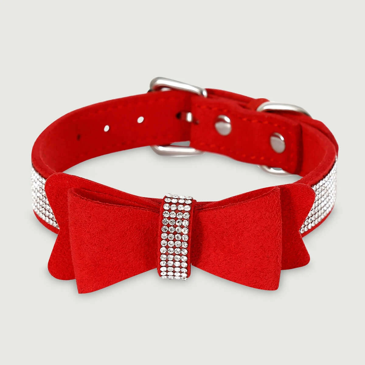 Glimmende Halsband Met Strik & Strass steentjes - Rood