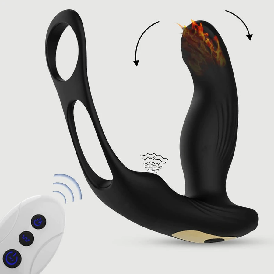 De Sway P Op afstand bedienbare verwarmde siliconen prostaat massager met Sway Motion - Zwart