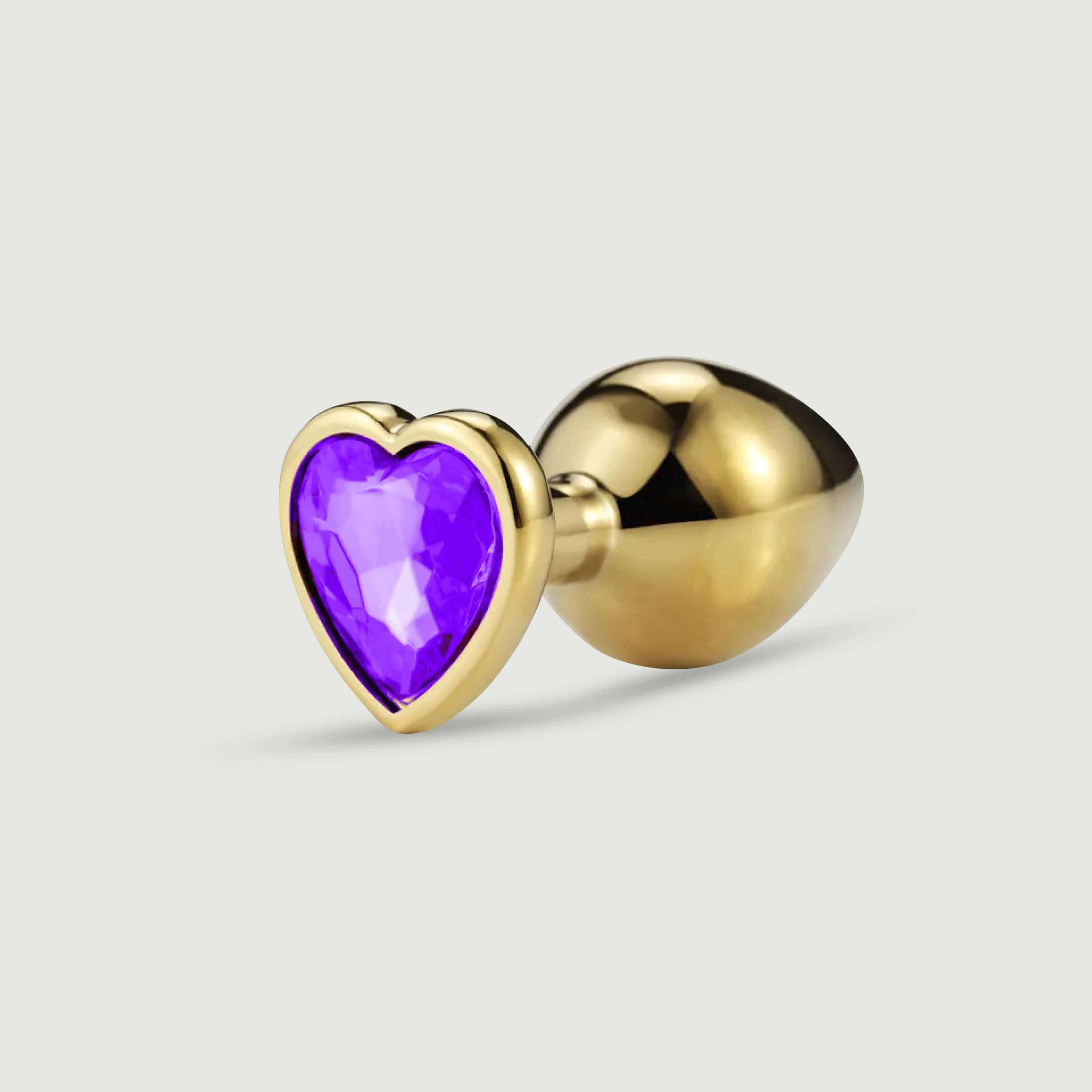 Anal Collection Medium Metalen Butt Plug met Hartjuweel - Goud/Paars