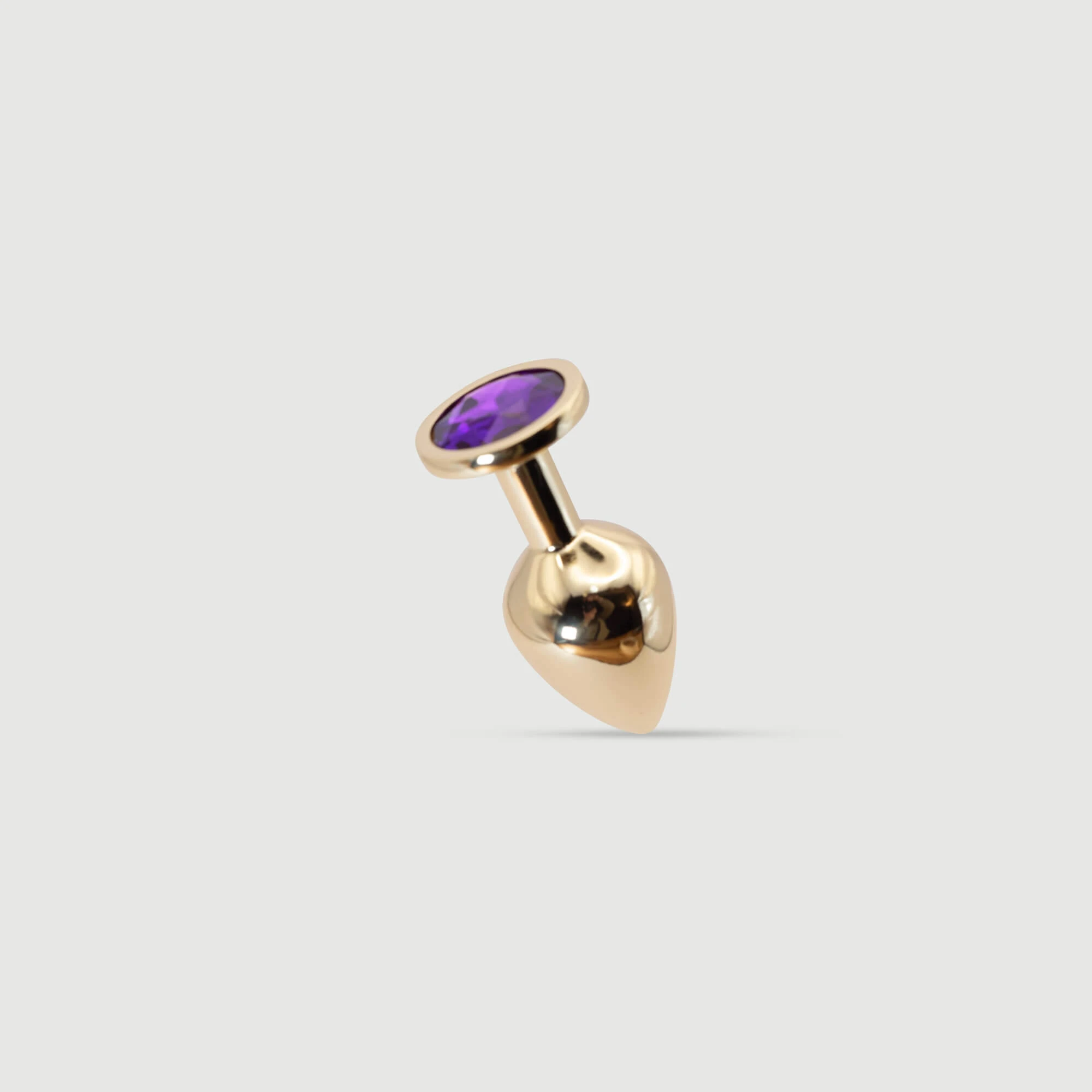 Anal Collection Medium Metalen Butt Plug met Rond Juweel - Goud/Paars