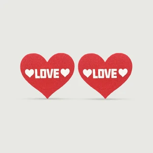 Cubrepezones de purpurina en forma de corazón - Rojo