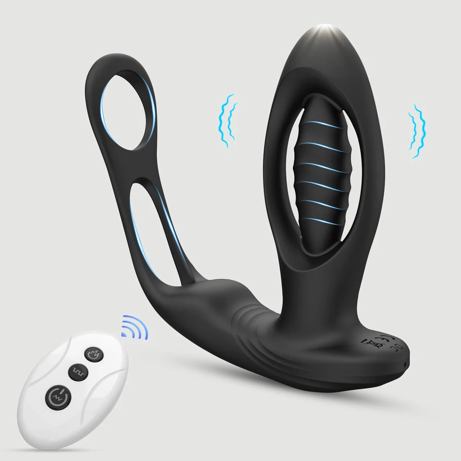 The Prostate Tickler Vibrador de próstata con control remoto y bola interna de silicona - Negro