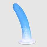 Arthur 20,5 cm Gebogen Silicone Realistische Dildo met Zuignap - Blauw