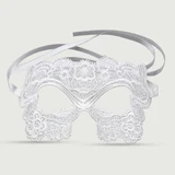 Kanten oogmasker met bloemenpatroon en satijnen linten - Wit