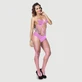 Kruisloze visnet bodystocking met open cups - Roze - Een maat