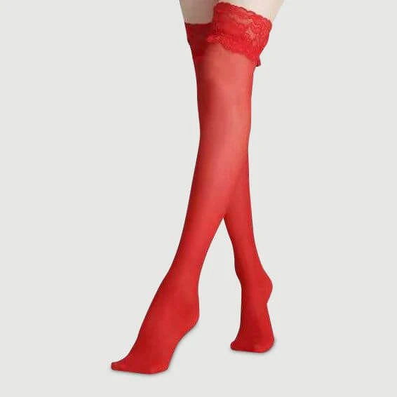 Sensuele Look Kousen Met Kant - Rood - Klein