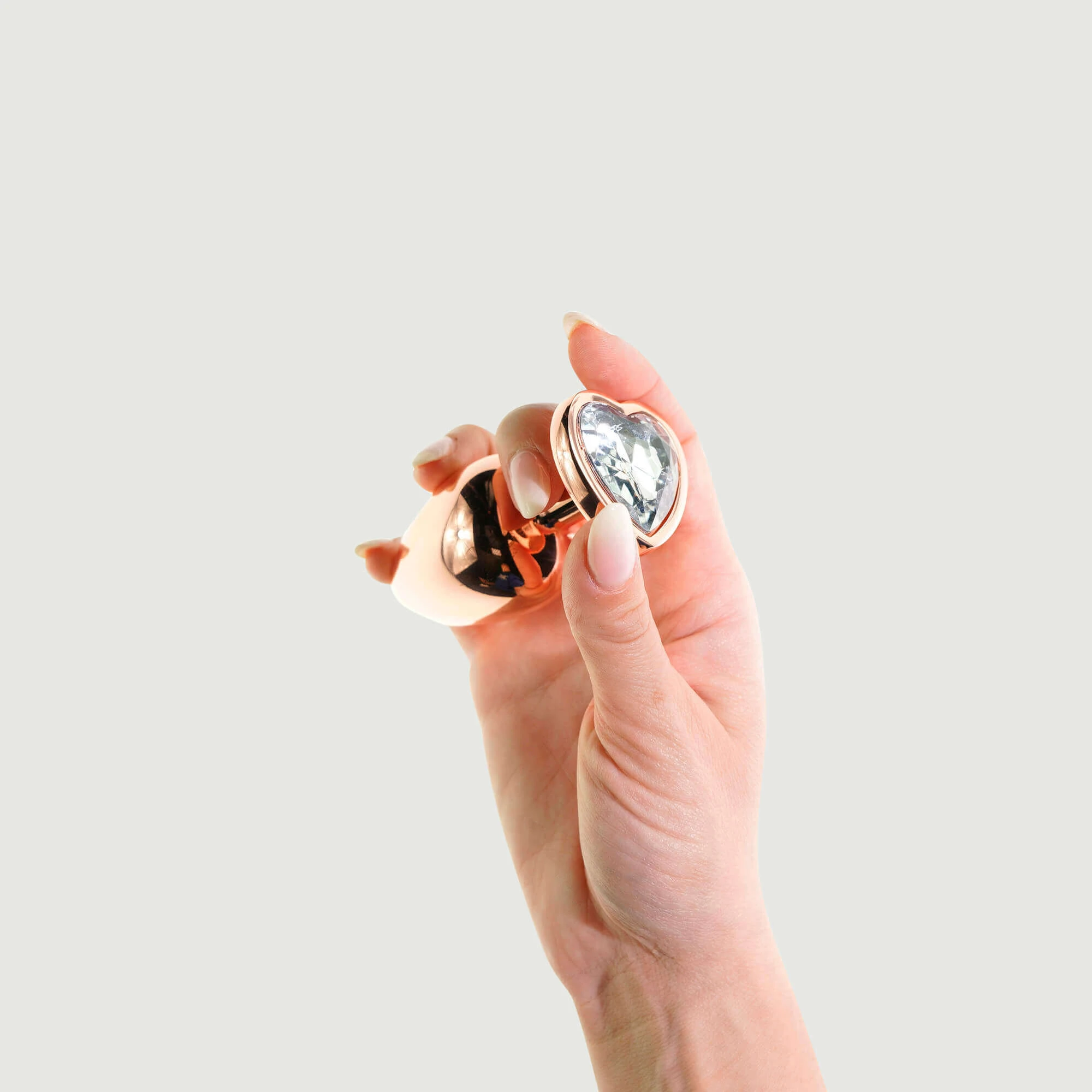 Anal Collection Grote Metalen Butt Plug met Hartjuweel - Roze/Transparant