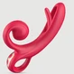 De flappende siliconen konijnvibrator met flexibele clitorisstimulator - Rood