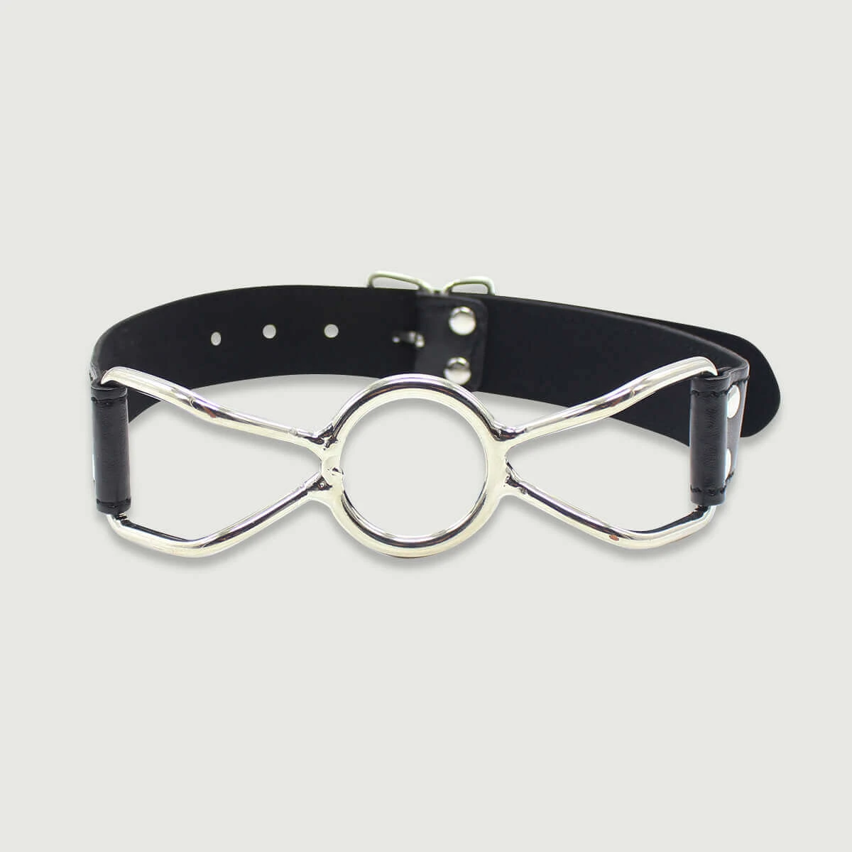 Metalen prop met leren riempje - Zilver/Zwart
