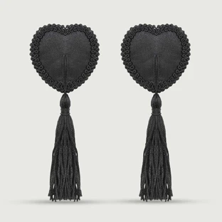 Pasiuni pentru sfârcuri în formă de inimă - negru