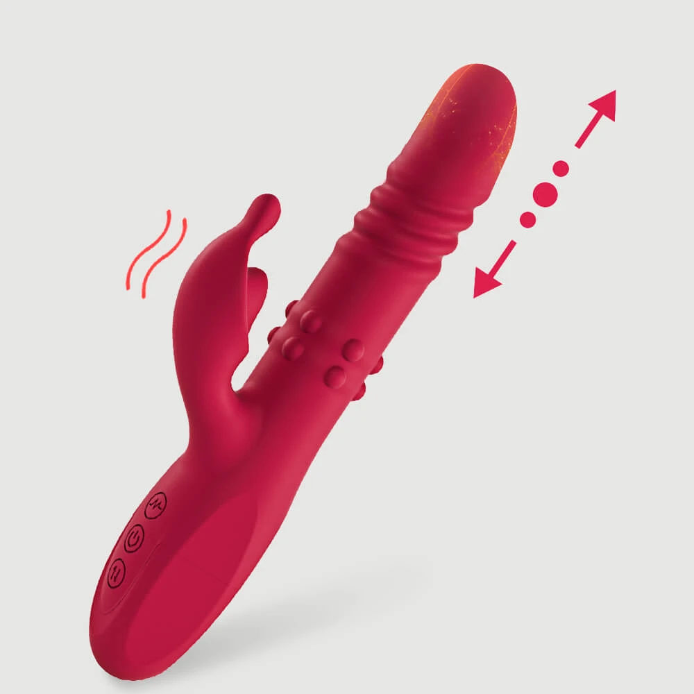 Sexopolis Anastasia stuwende en roterende siliconen rabbit vibrator - Rood