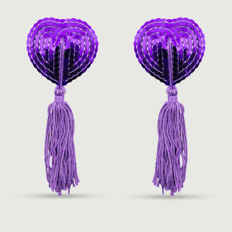 Pezoneras de lentejuelas con borlas - Morado