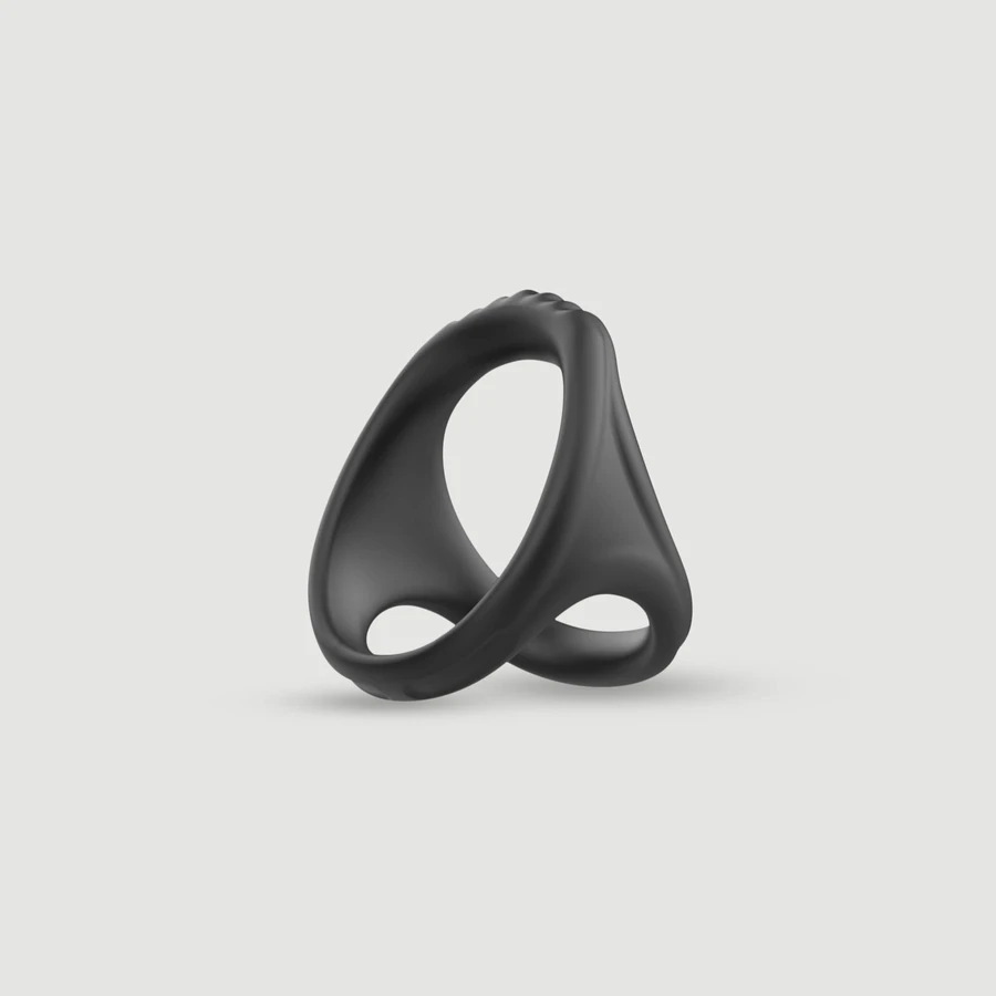 Male Collection Double Cock & Ball Silicone Enhancement Ring - Schwarz