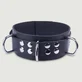 Ultra zwarte leren halsband met ringen