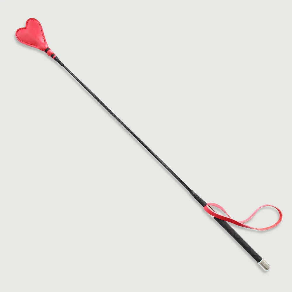 Leren hartenmantel met rood handvat 66 cm - Rood