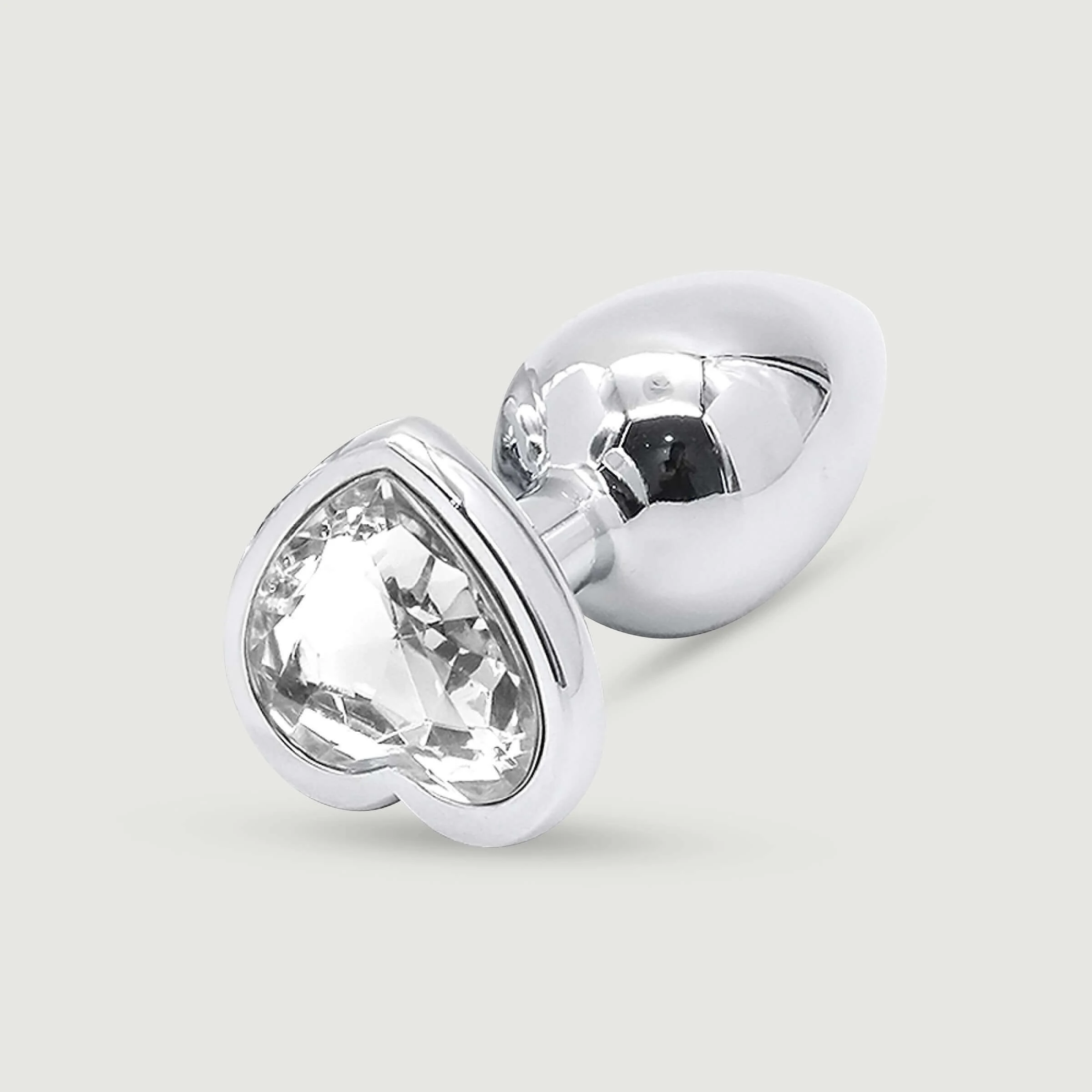 Anal Collection Grote Metalen Butt Plug met Hartjuweel - Zilver/Transparant