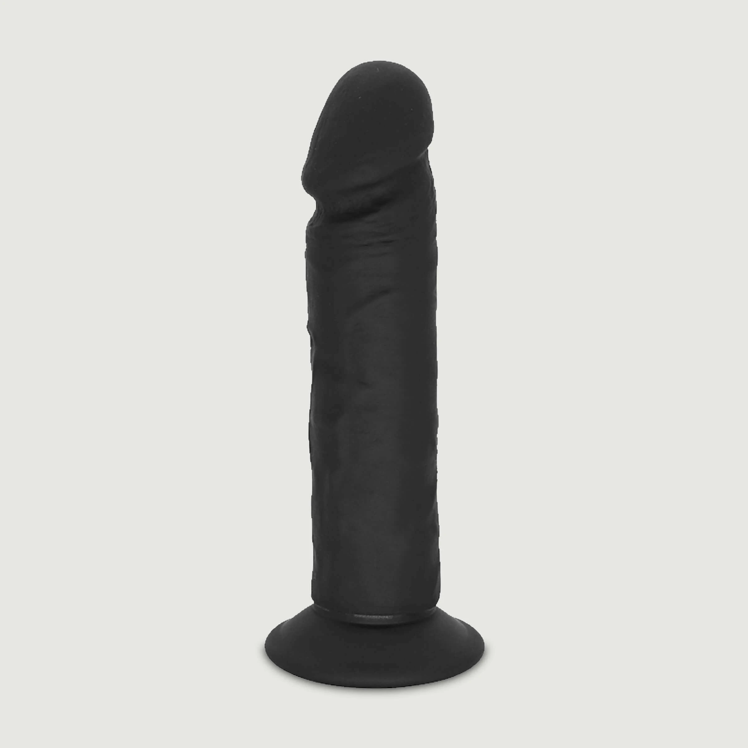 Qubo 23,5 cm realistische siliconen dildo met zuignap - Zwart
