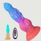 Ferngesteuerter Monster Veiny Silicone Thrusting Glow In The Dark Vibrator - Multicolour