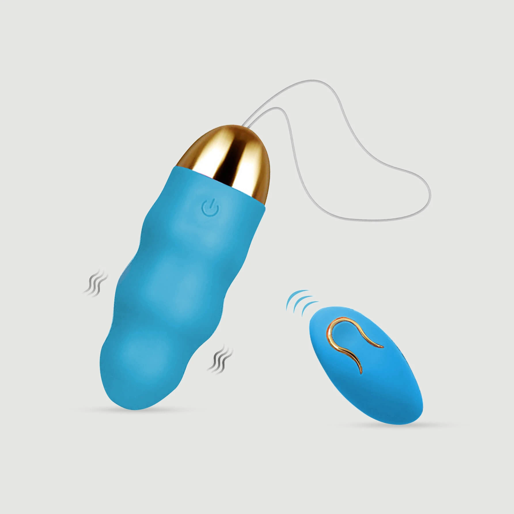 Baloo Geribbelde Silicone Op Afstand Bediende Vibrator - Lichtblauw