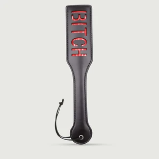 Domme Series Leren Peddel Met BITCH Uitsparing - Zwart