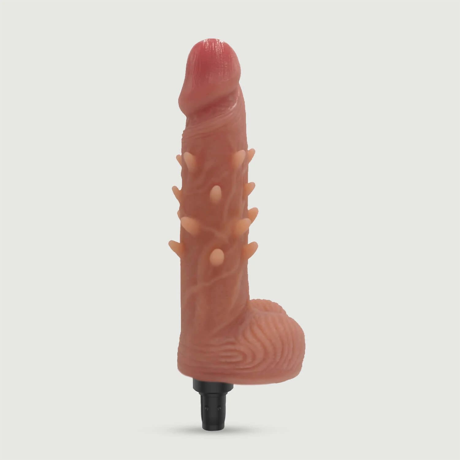 Gestippelde 18,5 Realistische Siliconen Vibrator Voor Sexopolis Sec Machines - Natuurlijke Kleur