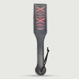 Domme Series Leather Paddle With XOXO Cutout - Black