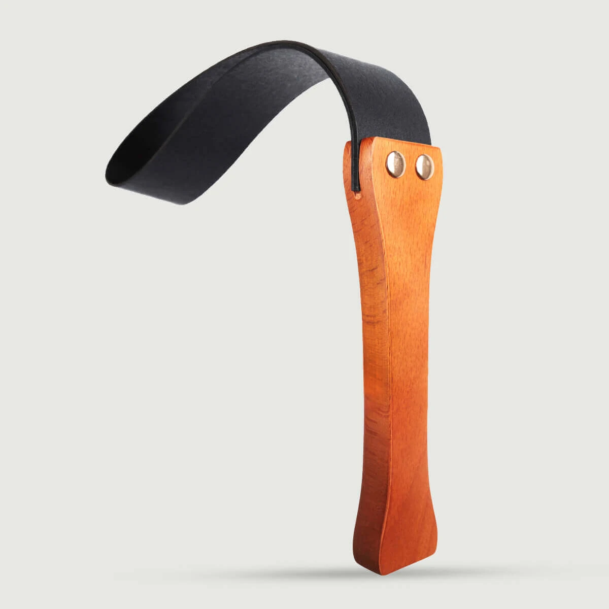 Leren Strafband Met Houten Handvat - Zwart/Bruin
