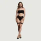 Ananke XII 3 Stück mit Choker Bandeau Top & Pantie mit Strumpfhalter - Schwarz - Queen Size ( 42 - 46 )