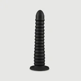 Deep Fuck Dildo din silicon lichid flexibil cu nervuri 31 x 4,4 cm - Negru