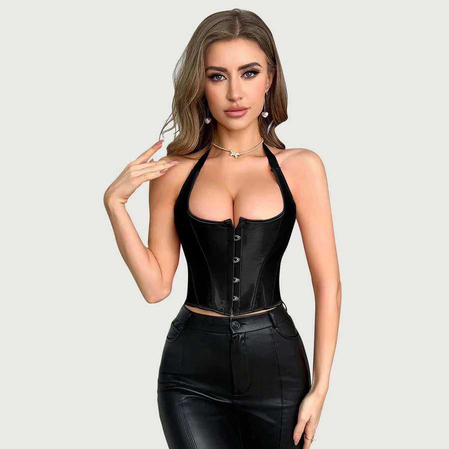 Sexy 12-delig breed borstkorset - Zwart - Medium