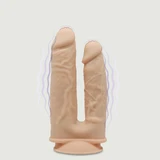 Dubbele vibrerende siliconen dildo met dubbele dichtheid en zuignap - Vlezig
