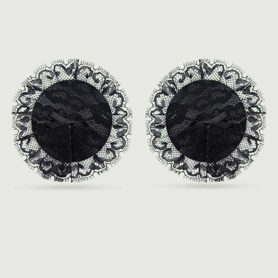 Copricapezzoli in raso con pizzo - Nero