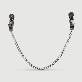 Tepelklemmen met instelbare druk & fijne metalen ketting - Zwart