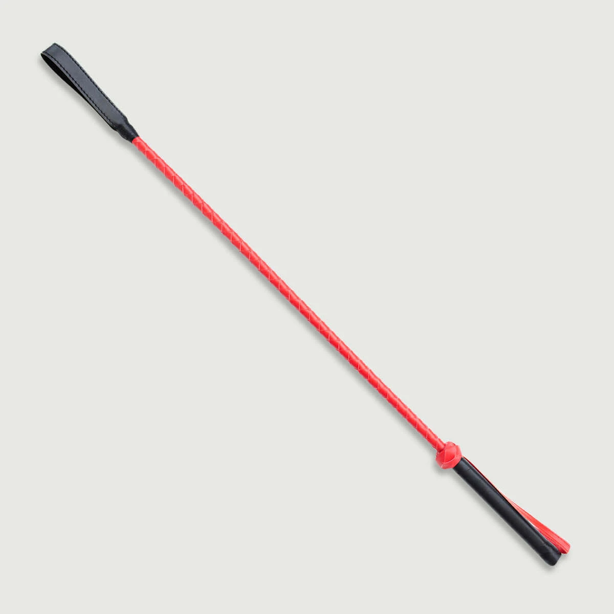 Gevlochten schacht rijbroek met leren punt 56 cm - Rood