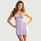 Rugsplit borduurwerk Transparante Mesh Babydoll - Paars - Een Maat