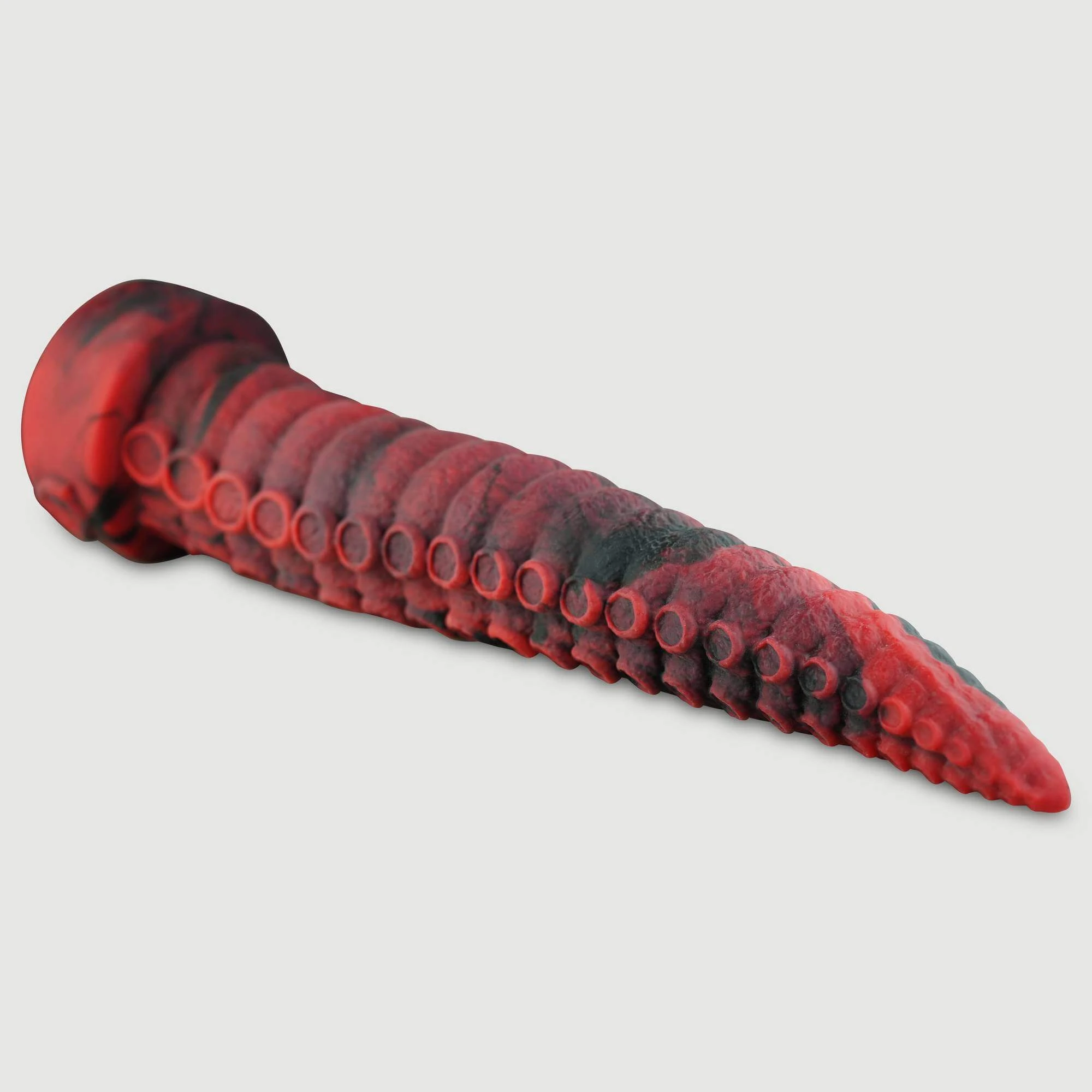 Ass Shredder Geribbelde Platinum Silicone Grote Anaal Dildo 57,6 cm - Rood/Zwart