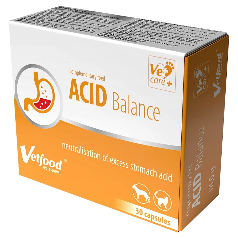 VETFOOD Acid Balance Pour la digestion du chien et du chat 30 gélules.