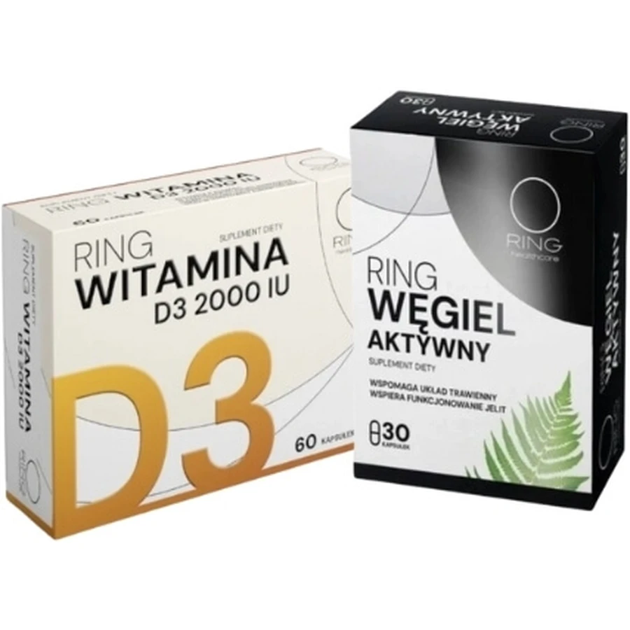 Anello Vitamina D3 2000 + Anello Carbone attivo