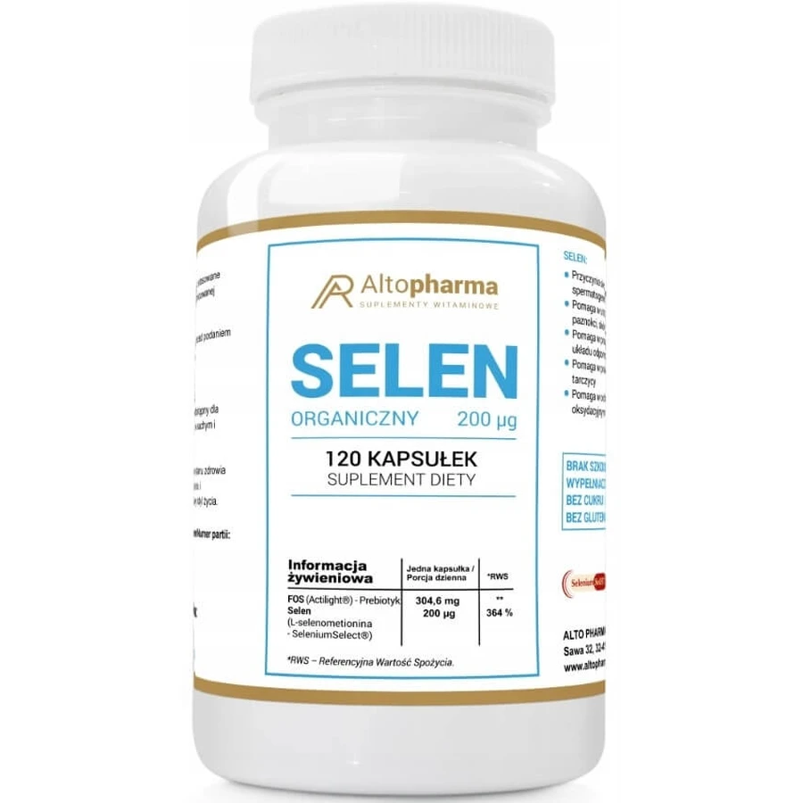 Altopharma Organic Selenium 200 mcg 120 capsules.
