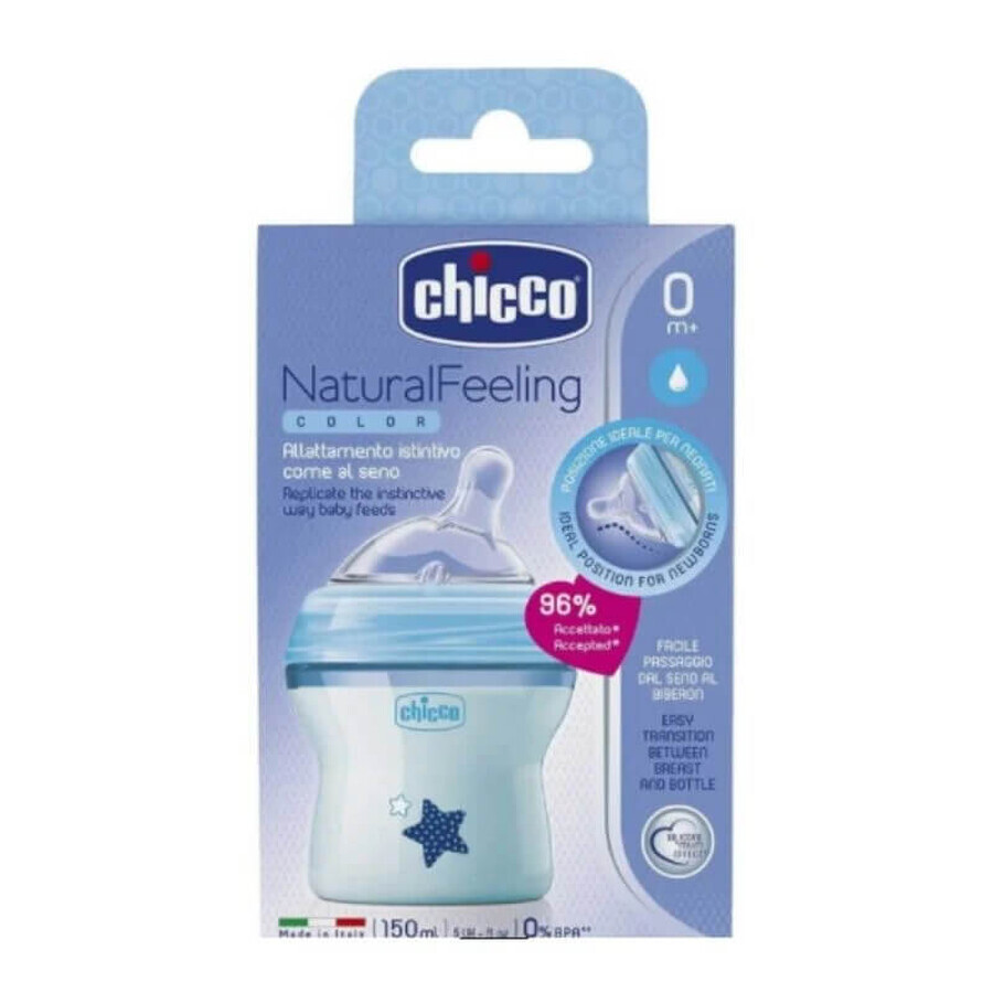 CHICCO Biberon Natural Feeling ROSA 150 ml e ciuccio Physiosoft sil 0+ 0974010-7