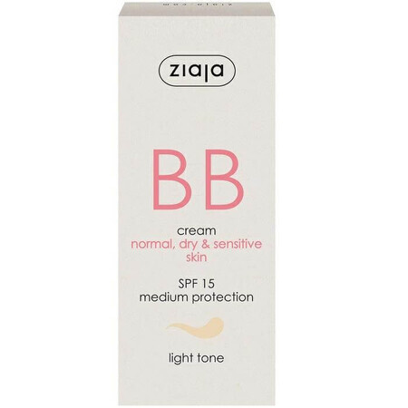 BB cream with SPF15 light shade for normal dry skin, 50 ml, Ziaja