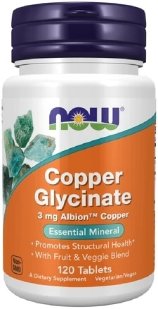 Now Foods Koperglycinaat 3 MG 120 tabletten