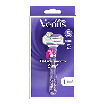 Gillette Venus Deluxe Smooth Swirl Vrouwenscheerapparaat met 1 vervangend scheerhoofd | 1 stuk