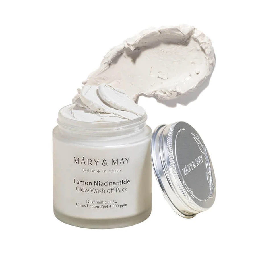 Mary&amp;May Lemon Niacinamide Glow Wash off Pack Vegan Masker met Niacinamide &amp; Klei voor Reiniging & Gloed | 125gr