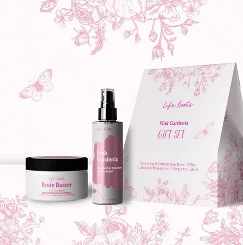 Life Roots Geschenkset Pink Gardenia Voedende & Kalmerende Body Butter 250ml &amp; Haar- & Lichaamsnevel 150ml