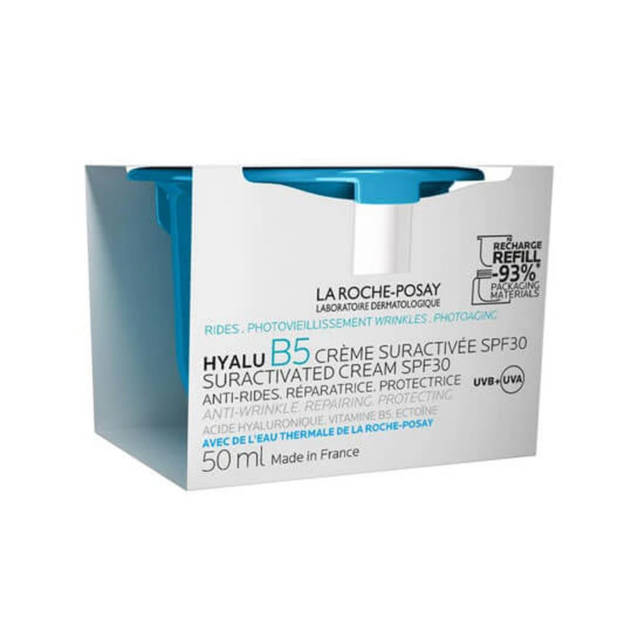 La Roche Posay | Hyalu B5 Suractivated Cream SPF30 Refill Cremă antirid pentru fermitate instantanee, netezire și netezire. Reparare | 50ml