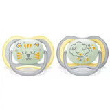 Philips Avent Ultra Air phosphorescent pacifiers, +18 months, 2 pieces Yellow SCF376/01, Philips